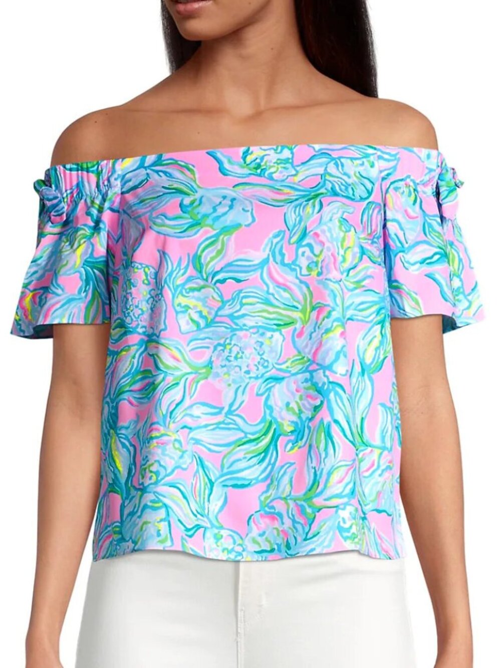 Lilly Pulitzer Short Sleeve Tamara Top Pelican Pink Off The Scales Top Size XS